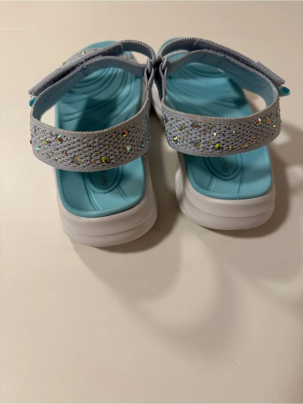 Skechers Girls Light Blue Sparkle Strap Sandals